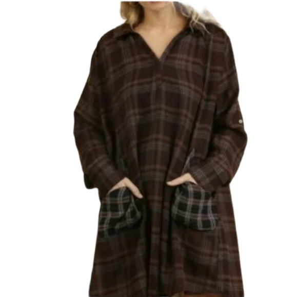 Umgee Tops - Umgee tunic oversized long flannel plaid shirt